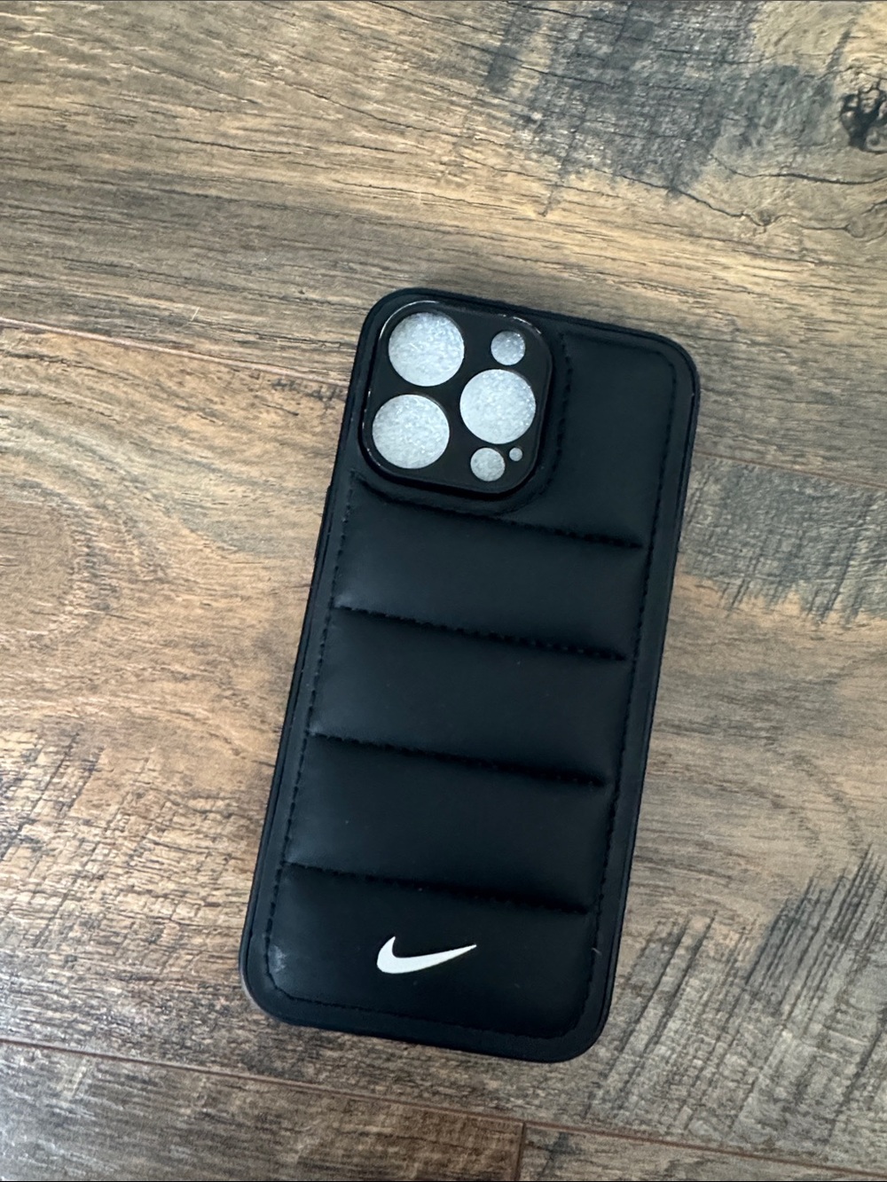 Nike Black Quilted Phone Case with Camera Cover